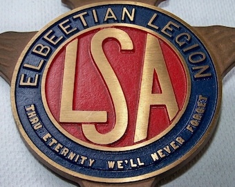 Rare Vintage LSA Lone Scouts of America ELBEETIAN LEGION "Through Eternity We'll Never Forget" Brass Grave Marker