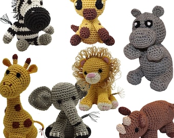 Knit Knacks Organic Cotton Pet & Dog Toys, "Safari Animals Group" (Choose from 7 different options!)