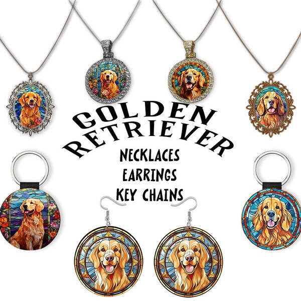 Golden Retriever Jewelry - Stained Glass Style Necklaces, Earrings and more!