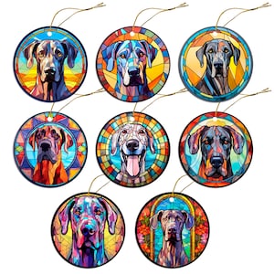 Dog Breed Christmas Ornament Stained Glass Style, "Great Dane"