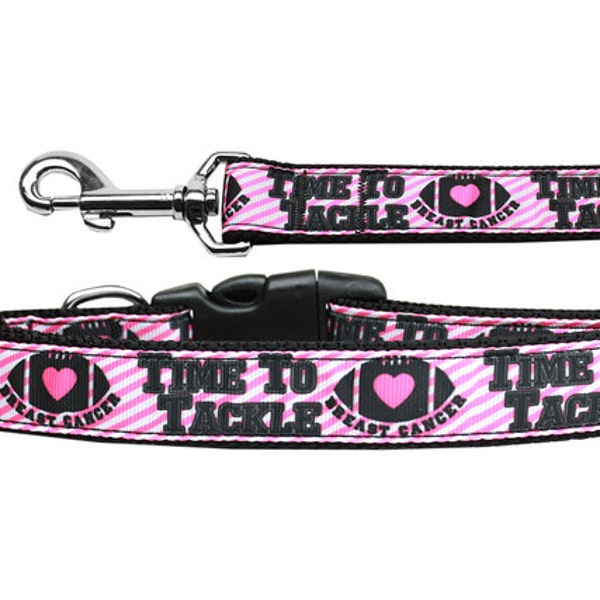 Pet Dog & Cat Nylon Collar or Leash, "Tackle Breast Cancer"