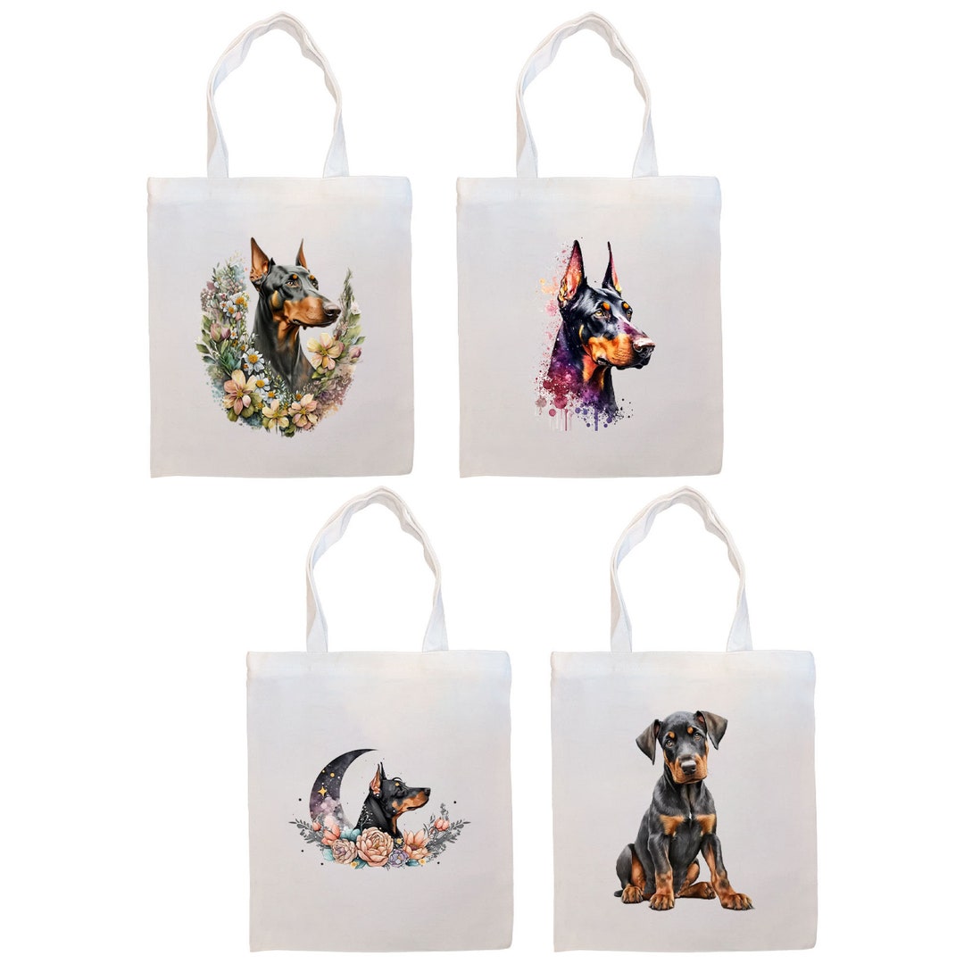 Canvas Tote Bag, Zippered With Handles & Inner Pocket, doberman - Etsy