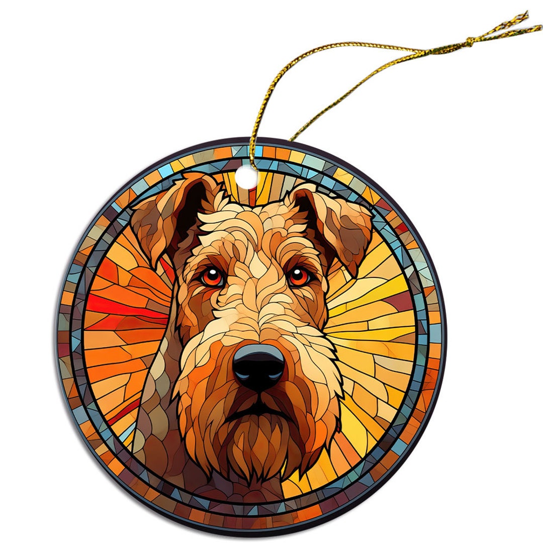 Dog Breed Christmas Ornament Stained Glass Style, airedale Terrier - Etsy
