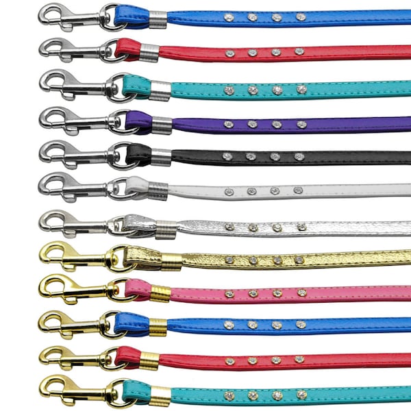 Dog, Puppy & Pet Leash, "Clear Crystal Rhinestones" (Available with Gold or Silver hardware)