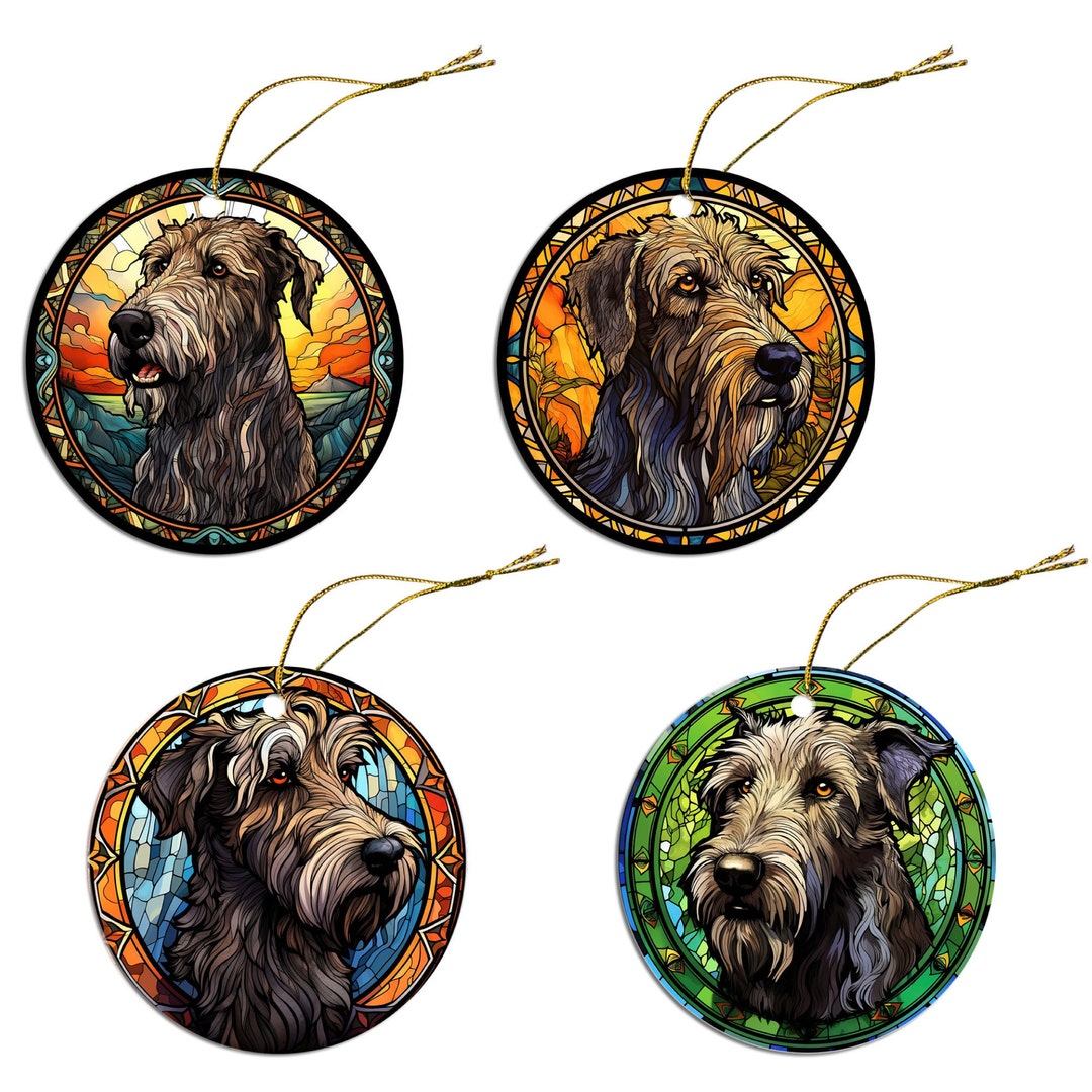 Dog Breed Christmas Ornament Stained Glass Style, irish Wolfhound - Etsy