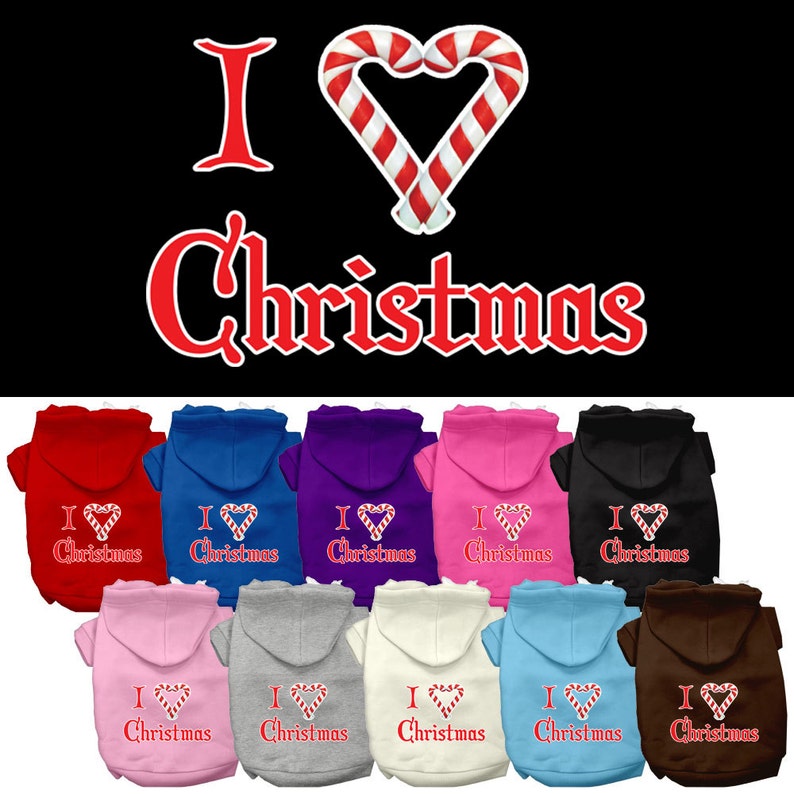 Christmas Dog Hoodie I Heart Christmas