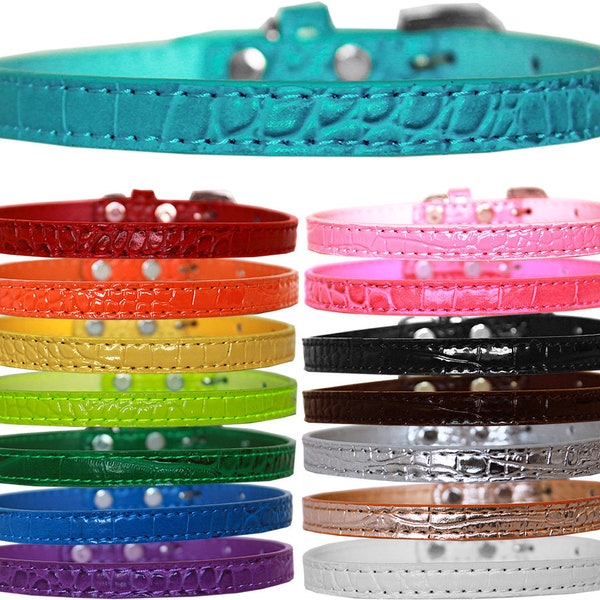 Dog, Puppy & Pet Designer Croc Collar, "Omaha Plain 3/8" Wide"