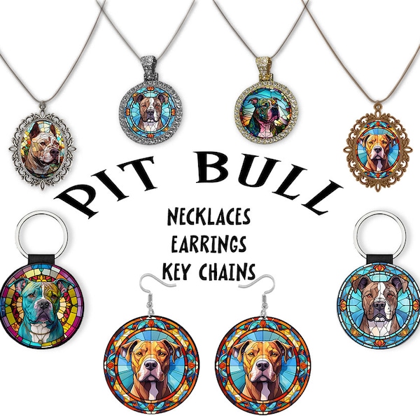 Pit Bull Jewelry - Stained Glass Style Necklaces, Earrings and more!