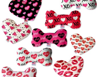 Valentine's Day Pet & Dog Canvas or Plush Heart or Bone Toy, "Sweetheart Group" (Available in different sizes and 7 different patterns!)