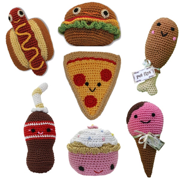 Knit Knacks Organic Cotton Pet & Dog Toys, "Food Collection" (Choose from 7 options!)