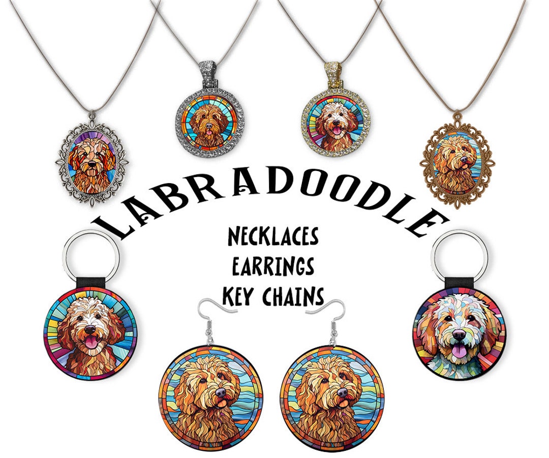 Labradoodle Jewelry Stained Glass Style Necklaces, Earrings and More Etsy
