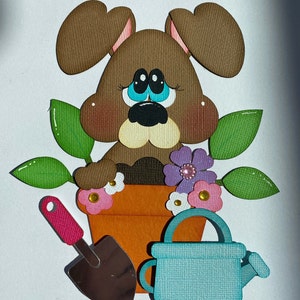 Garden bunny paper piecing die cut scrapbook embellishment