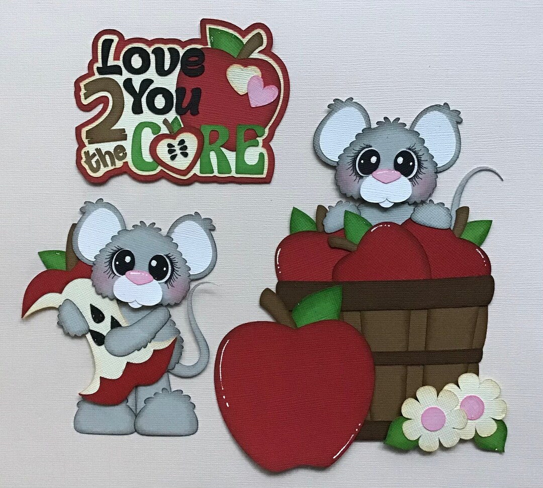 Love You to the Core Paper Piecing Die Cut Scrapbook Embellishment 4 Pc ...