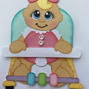 Baby in walker paper piecing die cut scrapbook embellishment