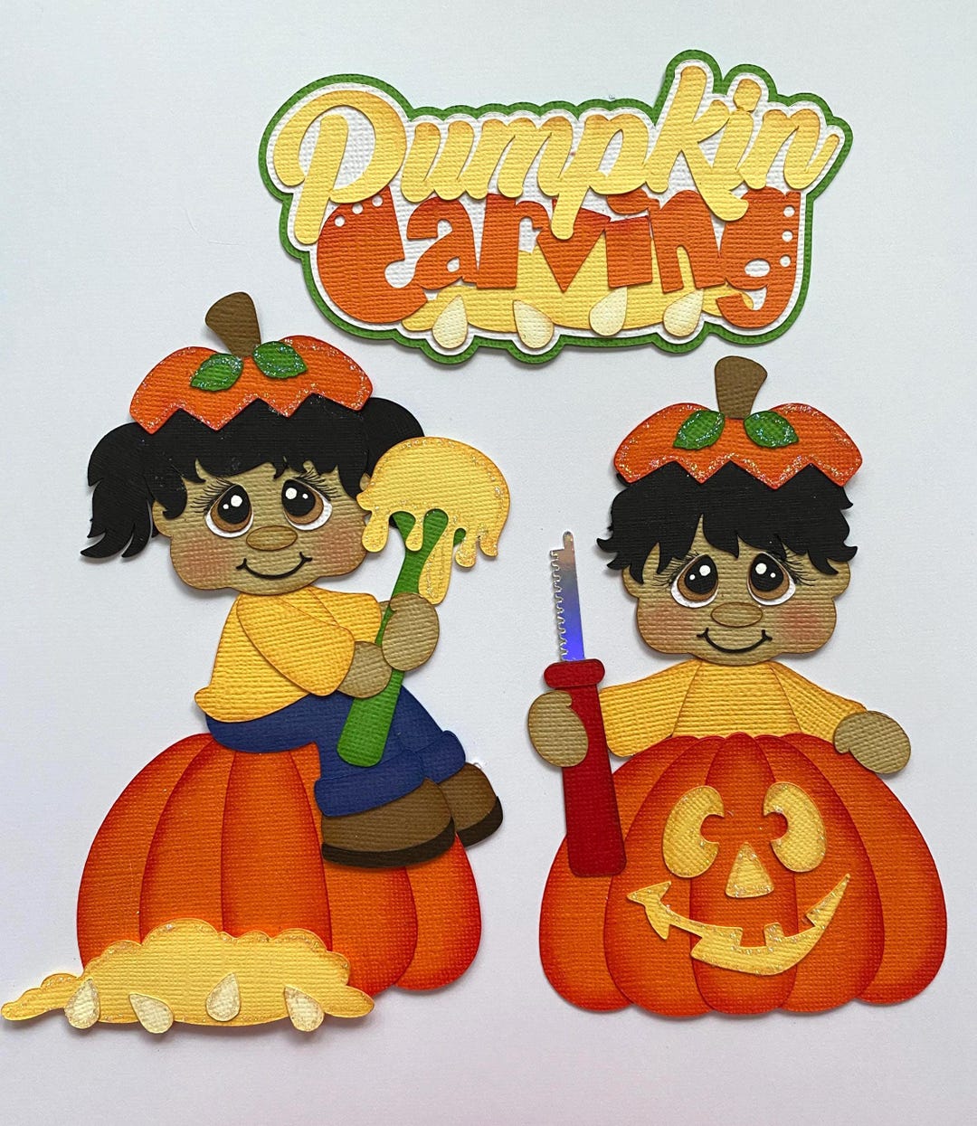 Pumpkin Carving Paper Piecing Die Cut Scrapbook Embellishment Set - Etsy