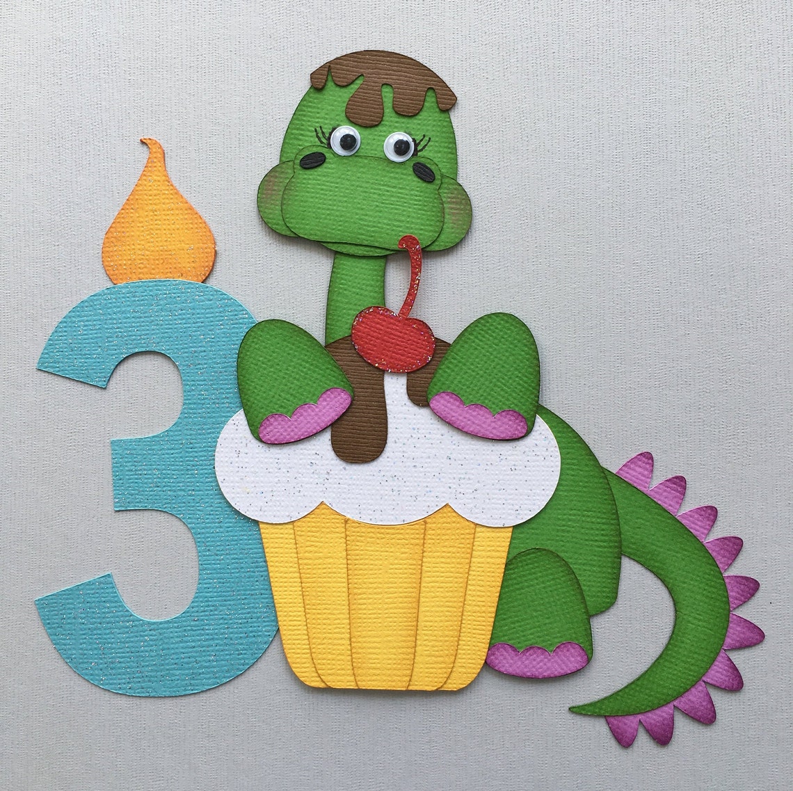 Birthday Dino 3 Paper Piecing Die Cut Scrapbook Embellishment - Etsy