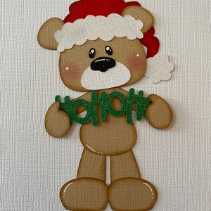 Ho Ho Ho Bear paper piecing die cut scrapbook embellishment