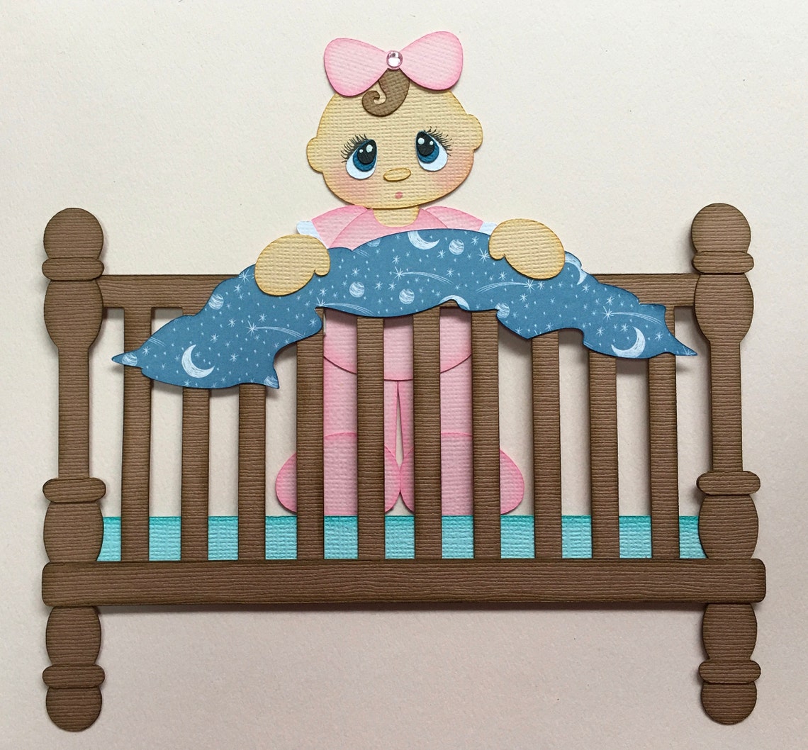 Baby Girl in Crib Paper Piecing Scrapbook Embellishment Etsy