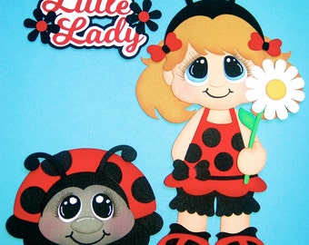 Little Lady ladybug paper piecing scrapbook embellishment set