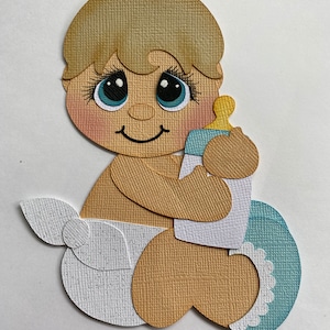 Baby boy in diaper paper piecing scrapbook die cut embellishment