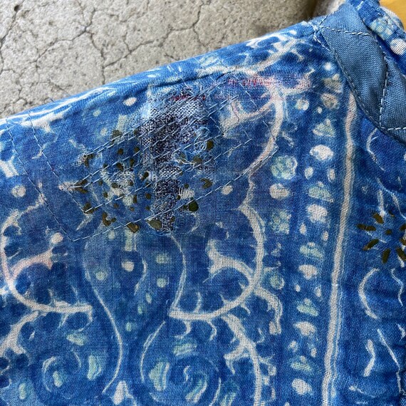 vintage 70s 80s blue indian cotton block print sh… - image 6