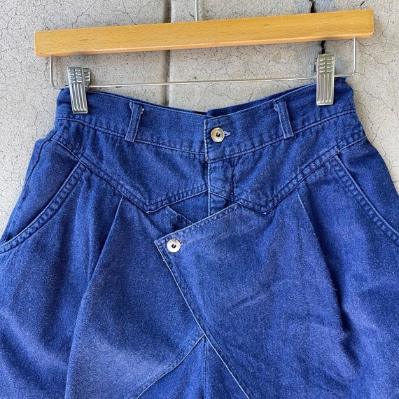 【INCHANT ME】Culotte Wide Denim Shorts Manqisan Jeans High Waisted Trendy Patch Pockets Casual