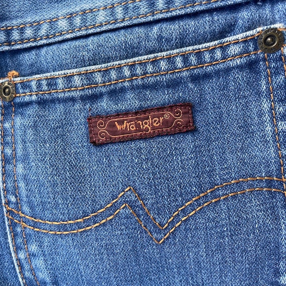vintage 80s wrangler medium wash distressed jeans… - image 8