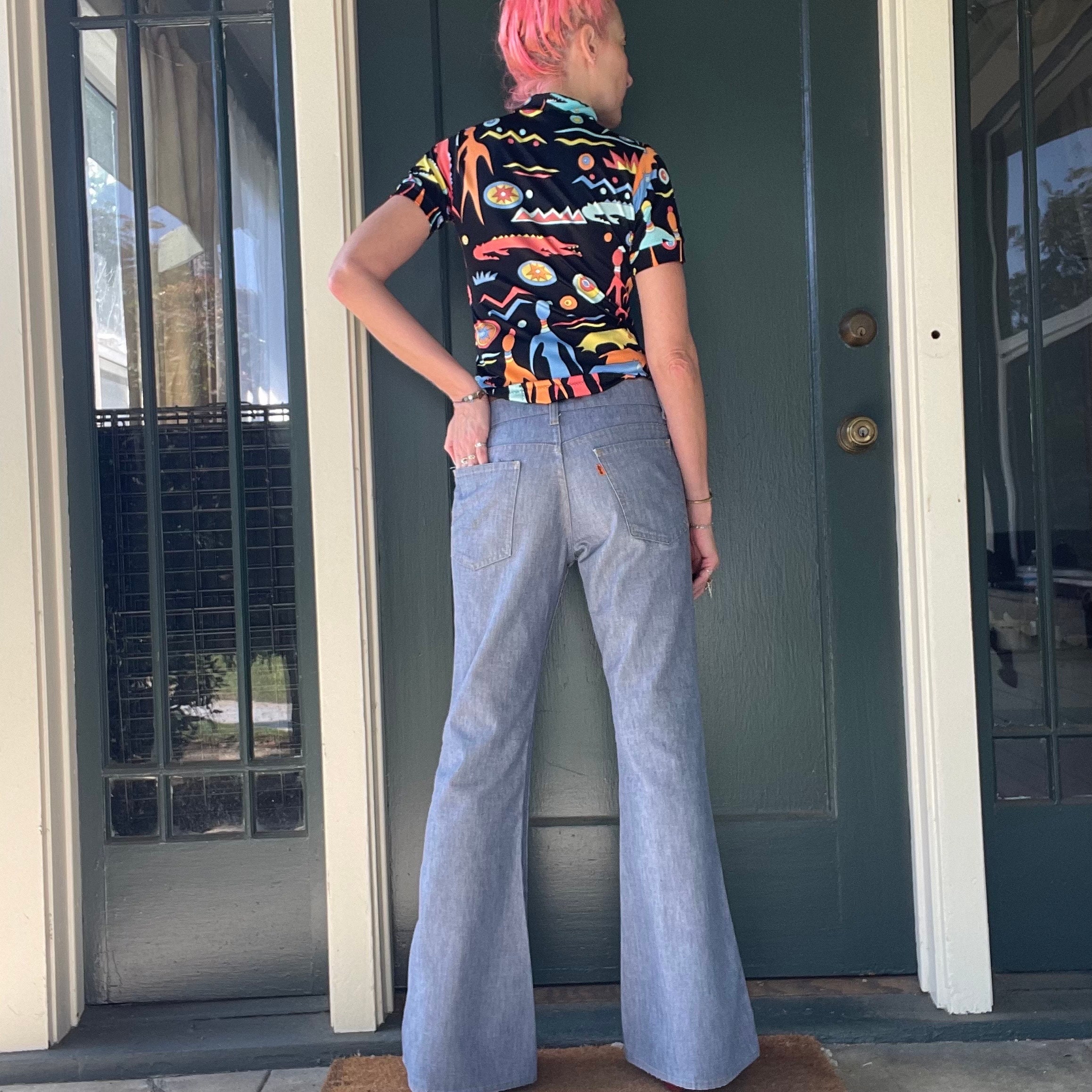 Vintage 70s Levis Orange Tab Light Wash Chambray Bell