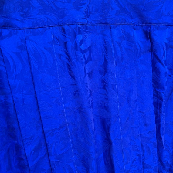 vintage 80s cobalt blue silk blouse banded waist … - image 5