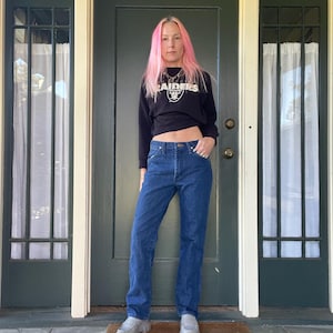vintage 80s wrangler dark wash distressed jeans western denim mom jeans straight leg high waist size 31