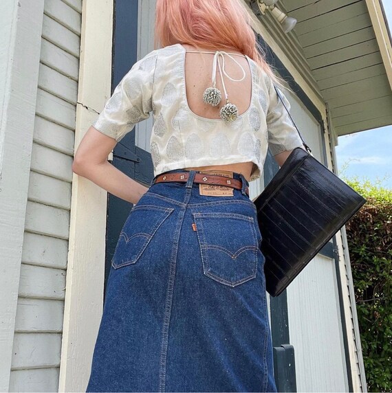 Vintage 80s levis dark denim jean skirt 