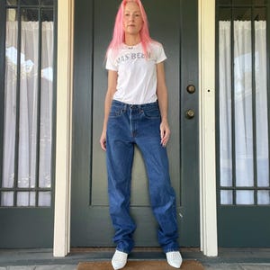 vintage 80s made in canada levis 505 dark medium wash denim jeans midrise straight leg size 30