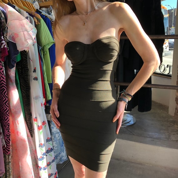 Hervé Léger Bandage Shimmer Mini Dress