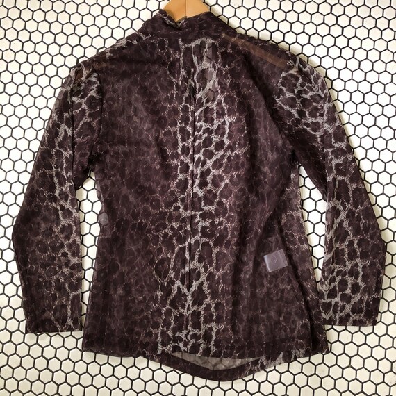 vintage 90s sheer leopard cheetah animal print fa… - image 3