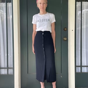 vintage 90s black express high waist maxi fitted skirt size xsmall