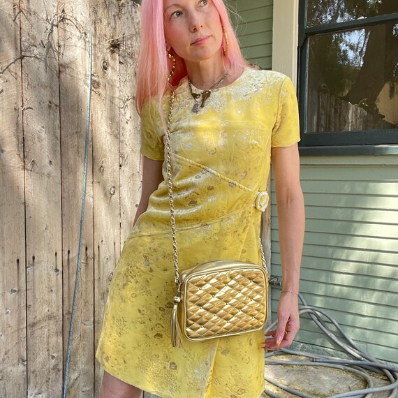 Vintage 60s Yellow Crushed Velvet 