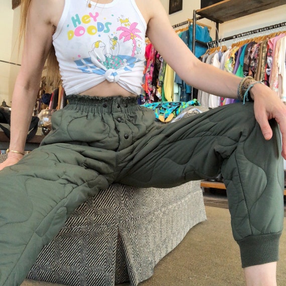 Original German army quilted pants liner trousers inner warmer thermal winter OD