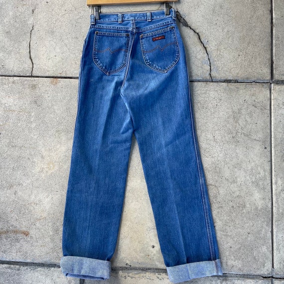 vintage 80s wrangler medium wash distressed jeans… - image 6