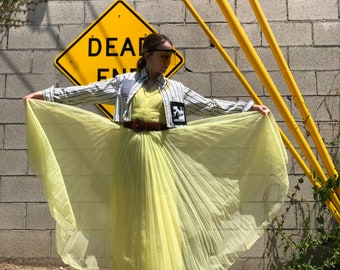 vintage 60s tulle prom yellow maxi gown special occasion wedding dress size small womens