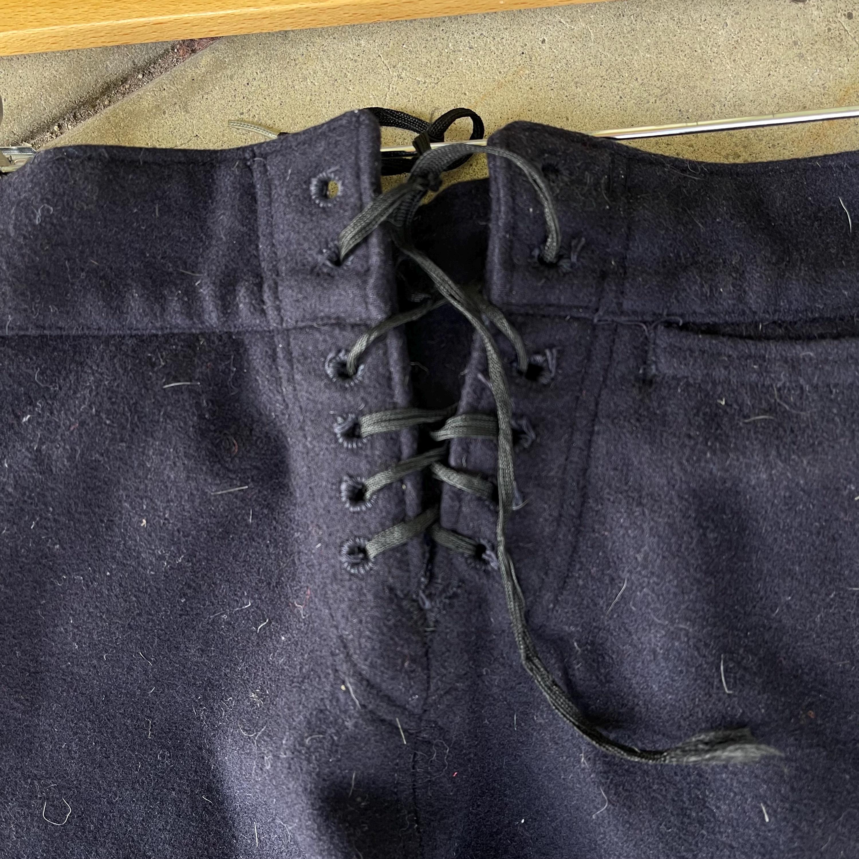 Vintage 70s Sailor High Waist Wide Leg Workwear Navy Flap