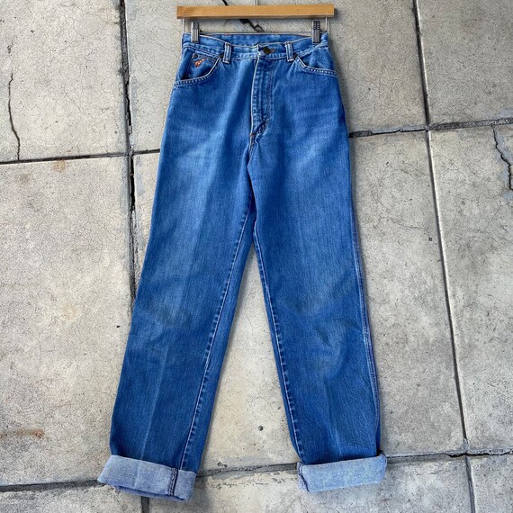 vintage 80s wrangler medium wash distressed jeans… - image 5