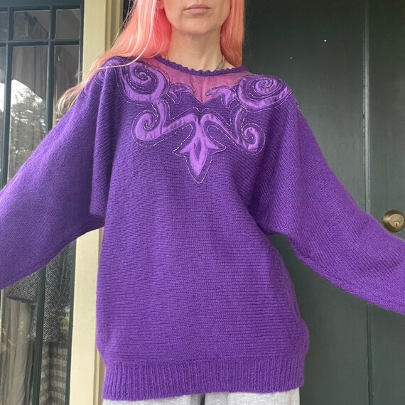 Vintage 80s 90s Purple Jewel Tone Batwing Sweater Pullover - Etsy UK