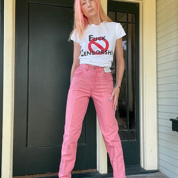 Vintage 80s Levis Deadstock Rose Pink Denim Pants Jeans High Waist Tapered  Size 24 Xxsmall Xsmall 