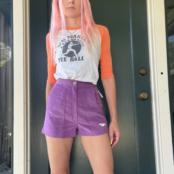 vintage 70s purple lavender corduroy wrangler surf shorts size xxsmall to xsmall