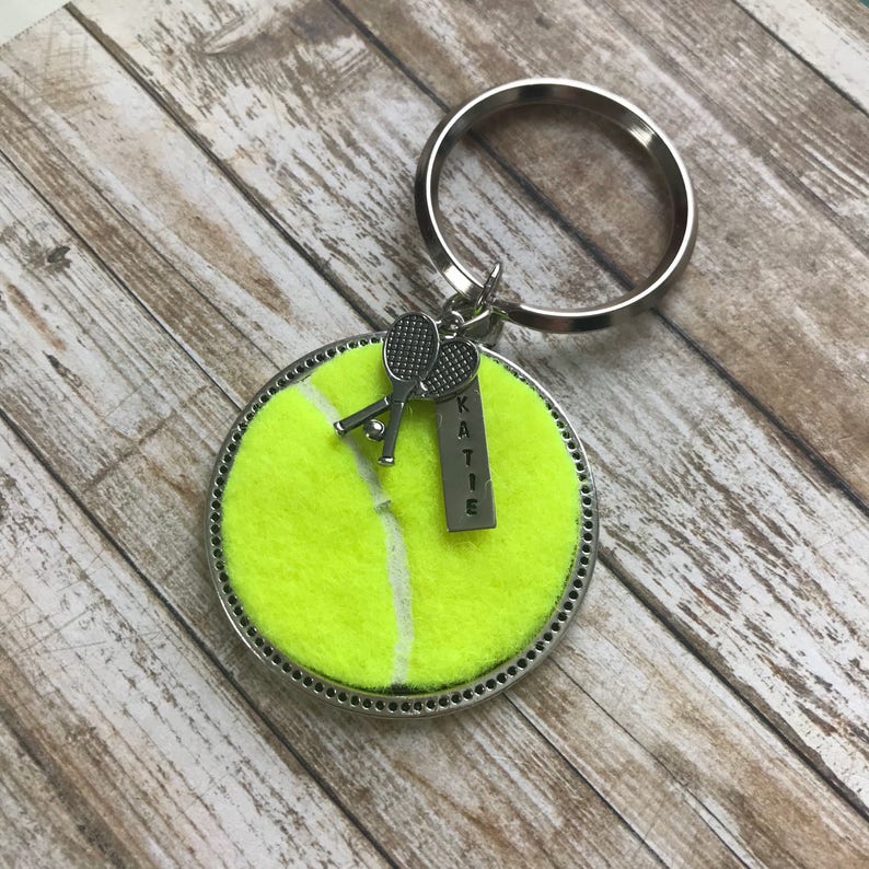 Tennis Key Chain Personalized Hand Stamped w/ Name Etsy