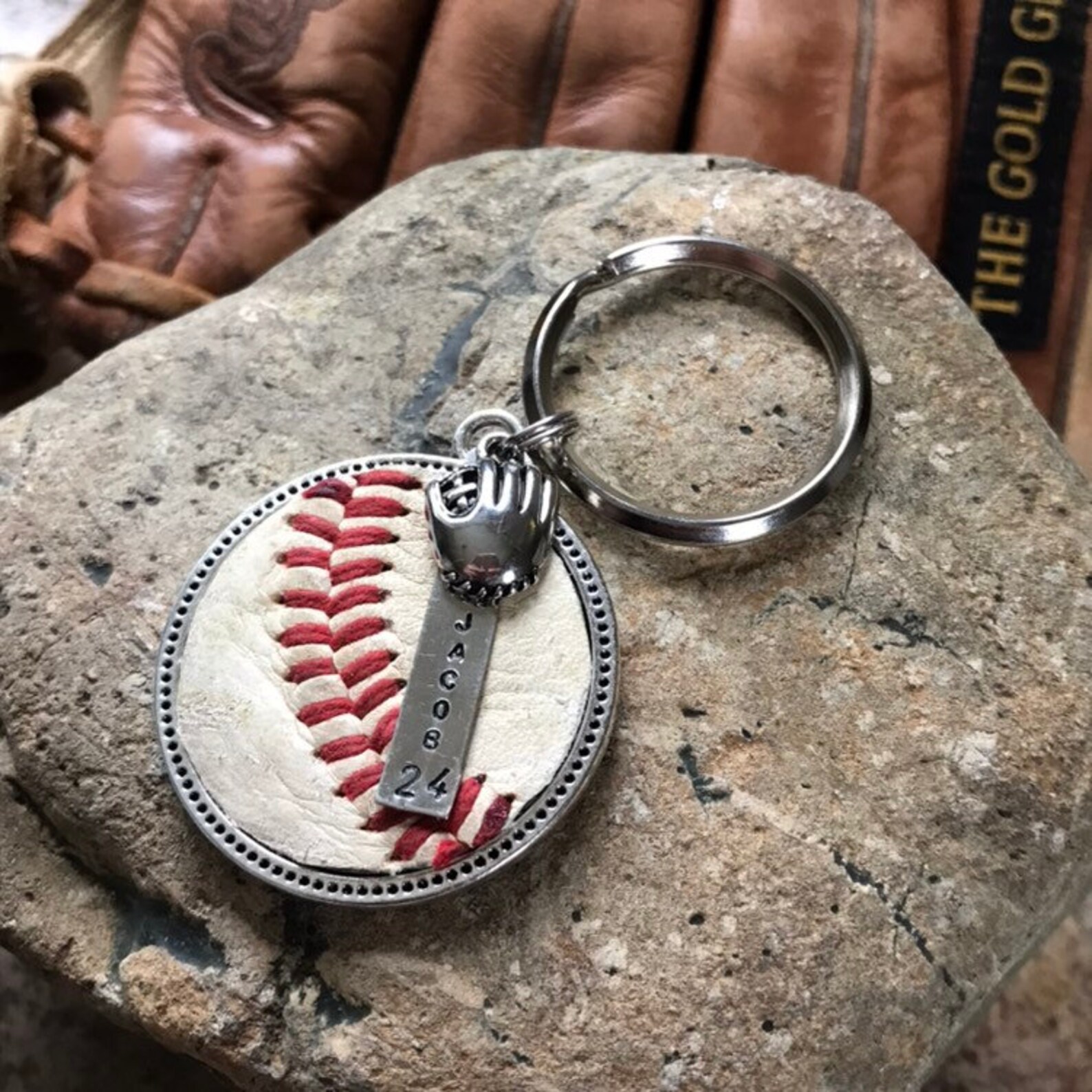 Baseball Key Chain Personalized Hand Stamped Name & Number Etsy