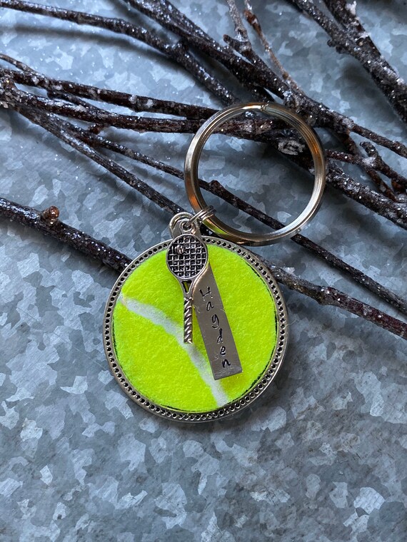 Tennis Key Chain Personalized Hand Stamped w/ Name Etsy