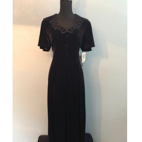 Vintage 90s black velvet dress, NWT, 90s does 40s,