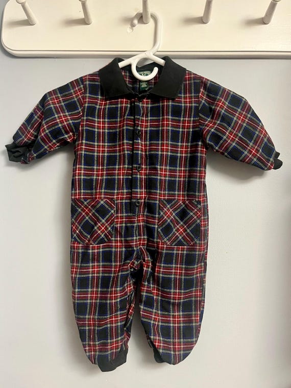 Vintage The Childrens Place plaid romper infant onesie