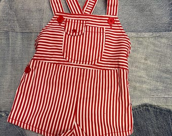 Vintage 18 month pinstripe red and white shortalls